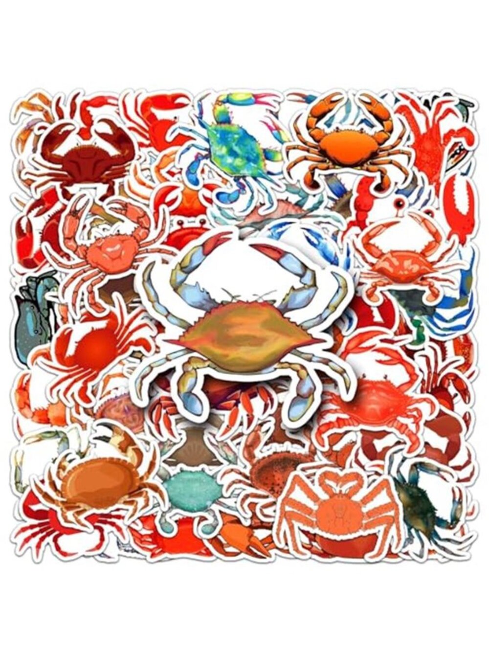Crab Stickers 50 Pcs Vinyl Cute Ocean Animal Sticker for Water Bottles